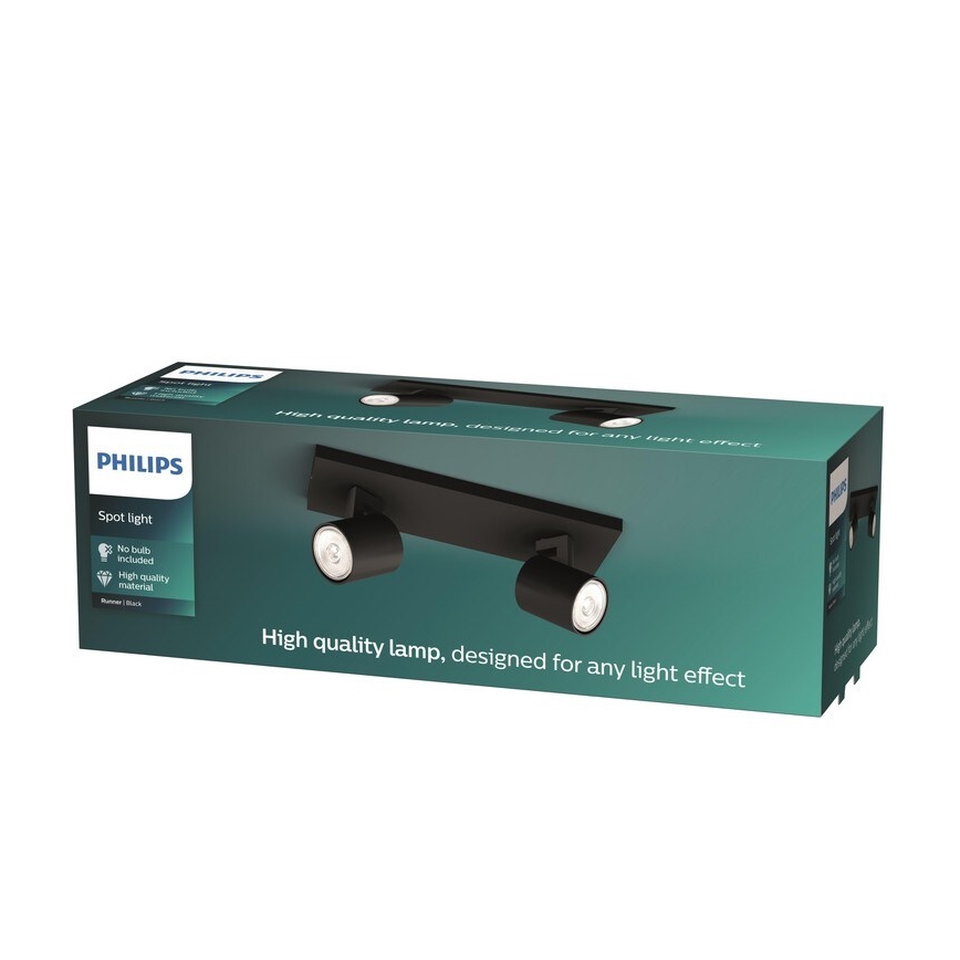 Philips - Точковий світильник RUNNER 2xGU10/20W/230V чорний
