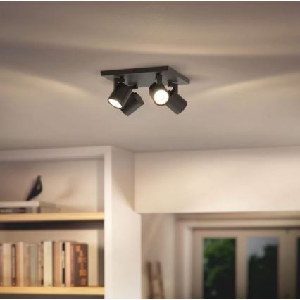 Philips - Точковий світильник 4xGU10/20W/230V чорний
