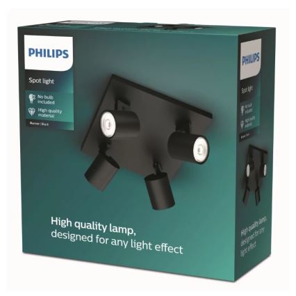 Philips - Точковий світильник 4xGU10/20W/230V чорний