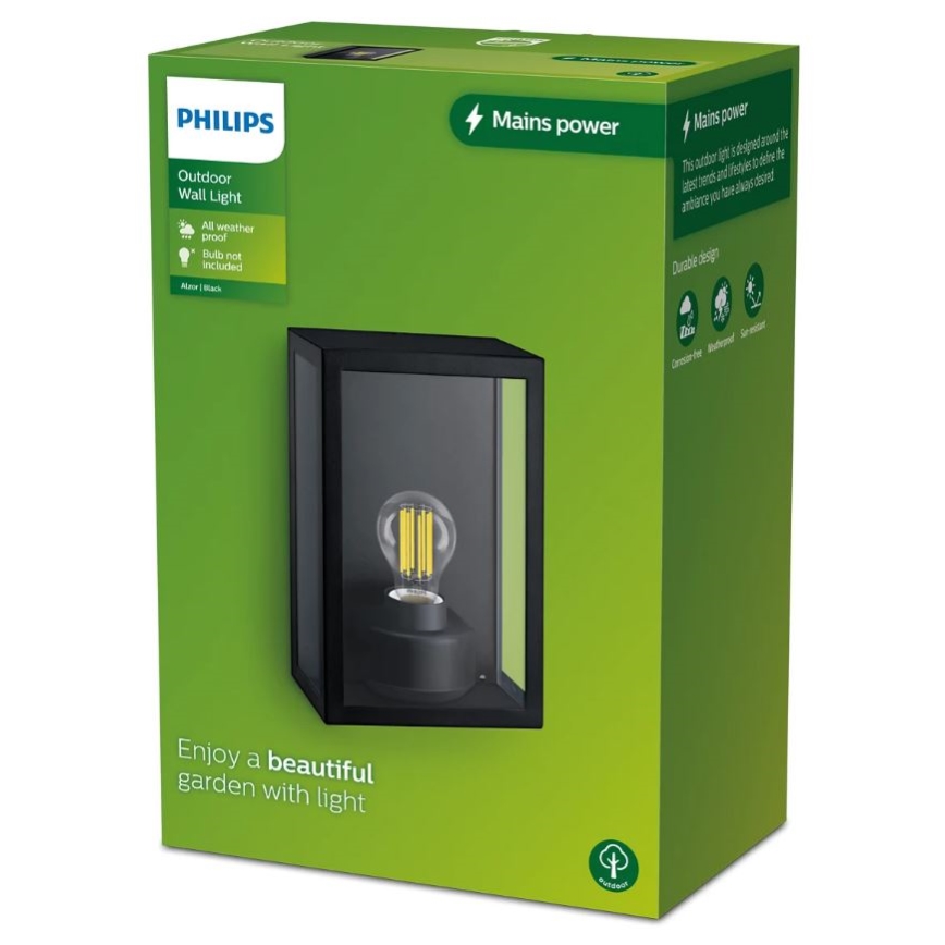 Philips - Уличный настенный светильник ALZOR 1xE27/25W/230V IP44