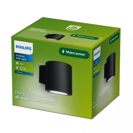 Philips - Уличный настенный светильник FYLX 1xGU10/5W/230V чёрный IP44