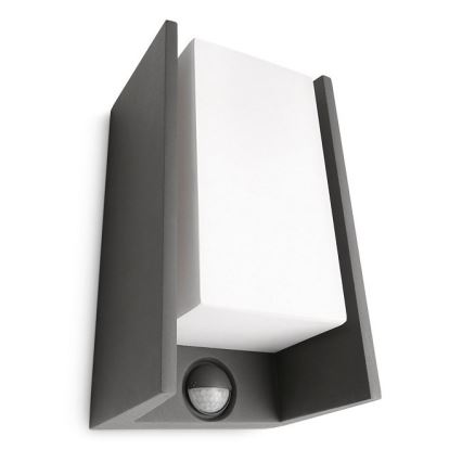 Philips - Уличный настенный светильник с датчиком BRIDGE 1xE27/15W/230V IP44
