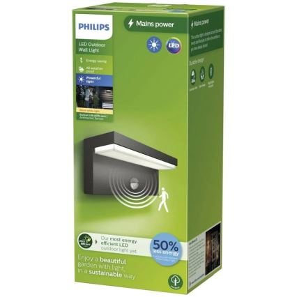 Philips - Уличный светодиодный настенный светильник с датчиком BUSTAN LED/3,8W/230V 2700K IP44