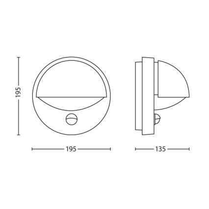 Philips - Уличный настенный светильник с датчиком JUNE 1xE27/12W/230V IP44