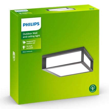 Philips - Уличный потолочный светильник SKIES 2xE27/14W/230V IP44 антрацит