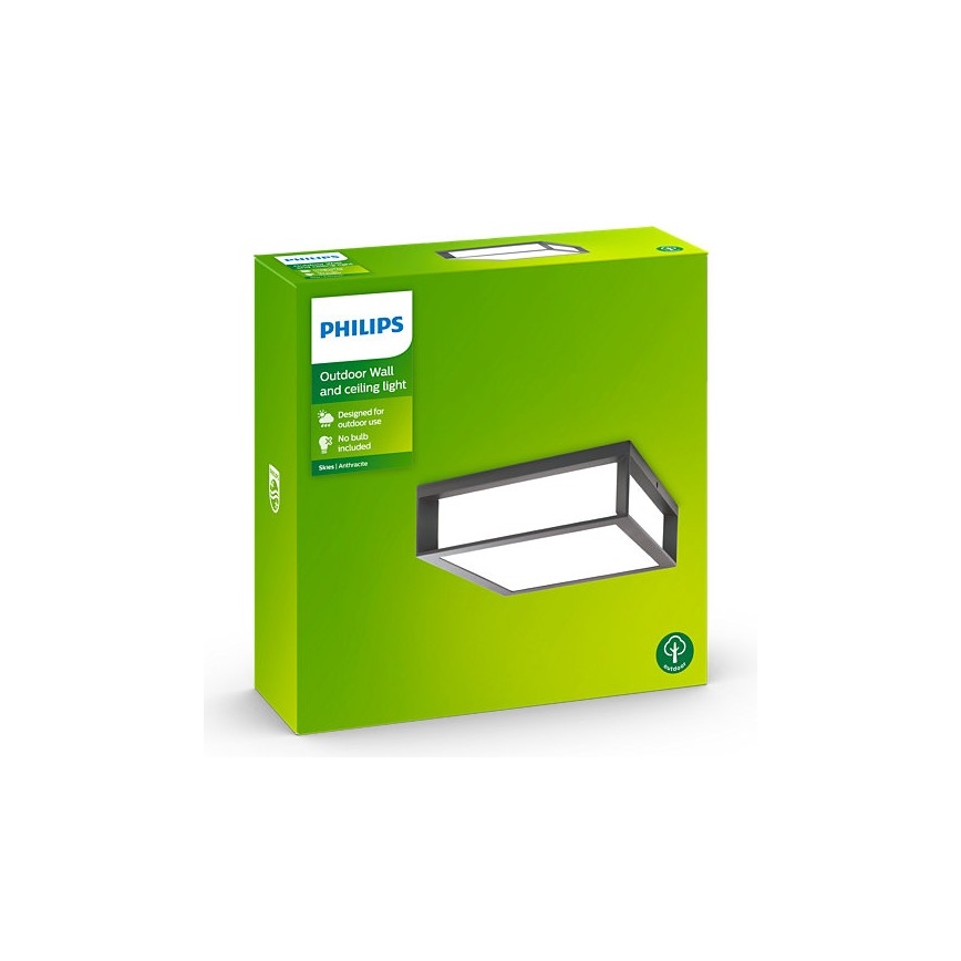 Philips - Уличный потолочный светильник SKIES 2xE27/14W/230V IP44 антрацит