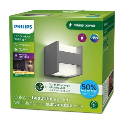 Philips - Уличный светодиодный настенный светильник ARBOUR LED/3,8W/230V 2700K IP44