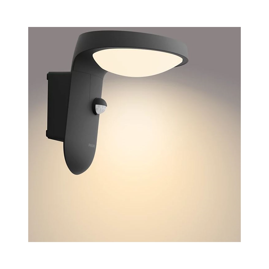 Philips - Уличный светодиодный настенный светильник с датчиком LED/9W/230V 2700K IP44