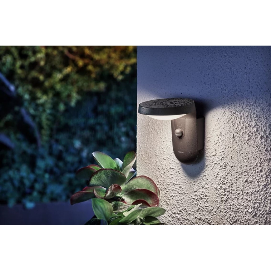 Philips - Уличный светодиодный настенный светильник с датчиком LED/9W/230V 4000K IP44