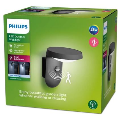 Philips - Уличный светодиодный настенный светильник с датчиком LED/9W/230V 4000K IP44