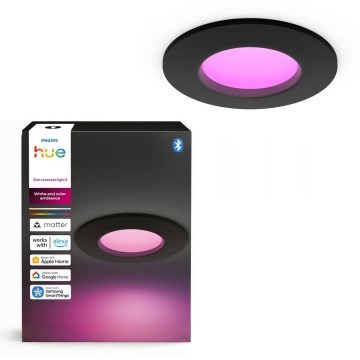 Philips - Вбудований стельовий світильник для ванної Hue SLIM LED RGBW, димований, 8,3W/230V, 1000-20000K, чорний P44