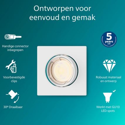 Philips - вбудований стельовий світильник PERIDOT 1xGU10/7W/230V білий