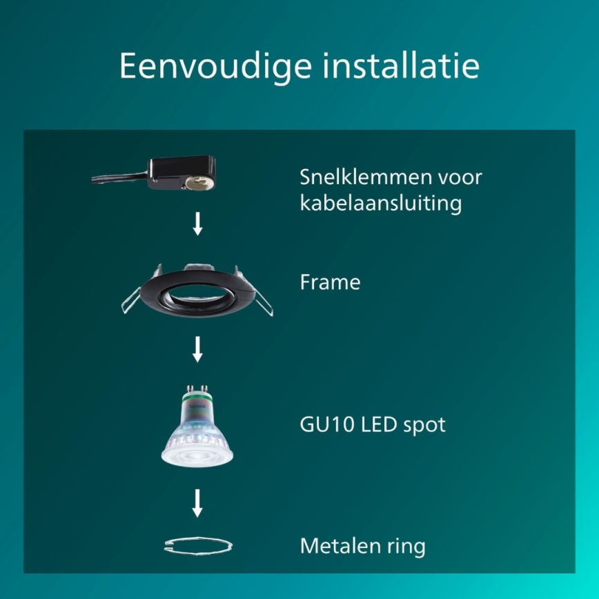 Philips - Вбудований світильник PERIDOT 1xGU10/7W/230V чорний