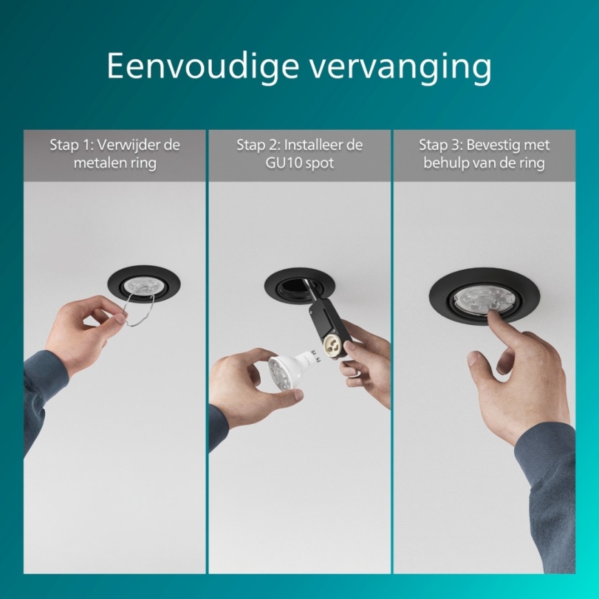 Philips - Вбудований світильник PERIDOT 1xGU10/7W/230V чорний