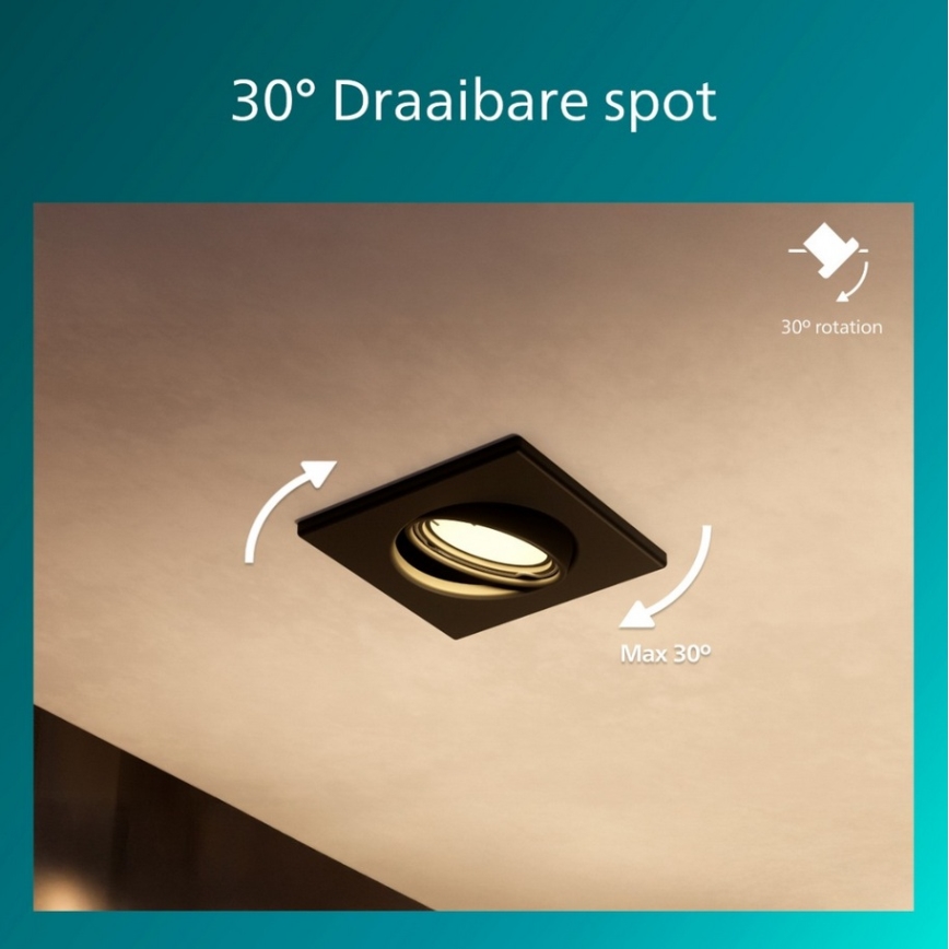 Philips - Вбудований світильник PERIDOT 1xGU10/7W/230V чорний