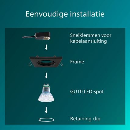 Philips - Вбудований світильник PERIDOT 1xGU10/7W/230V чорний