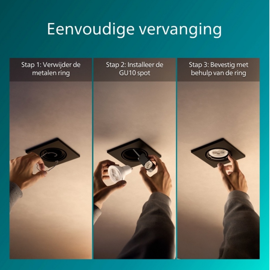 Philips - Вбудований світильник PERIDOT 1xGU10/7W/230V чорний