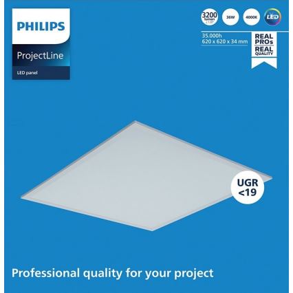 Philips - встраиваемая светодиодная панель PROJECTLINE LED/36W/230V 62x62 см