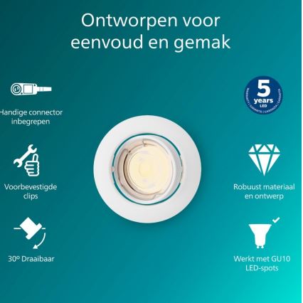 Philips - Встраиваемый потолочный светильник PERIDOT 1xGU10/7W/230V белый