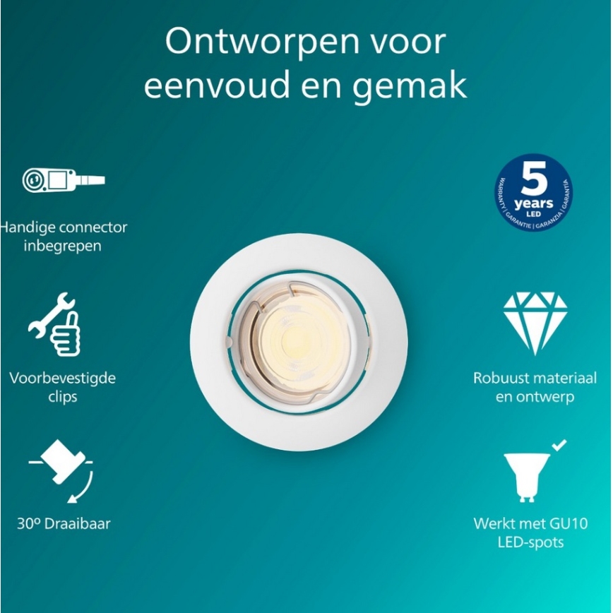 Philips - Встраиваемый потолочный светильник PERIDOT 1xGU10/7W/230V белый