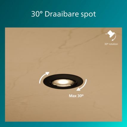 Philips - Встраиваемый потолочный светильник PERIDOT 1xGU10/7W/230V черный