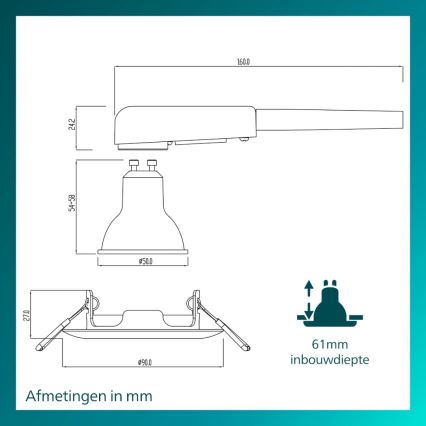 Philips - Встраиваемый потолочный светильник PERIDOT 1xGU10/7W/230V черный