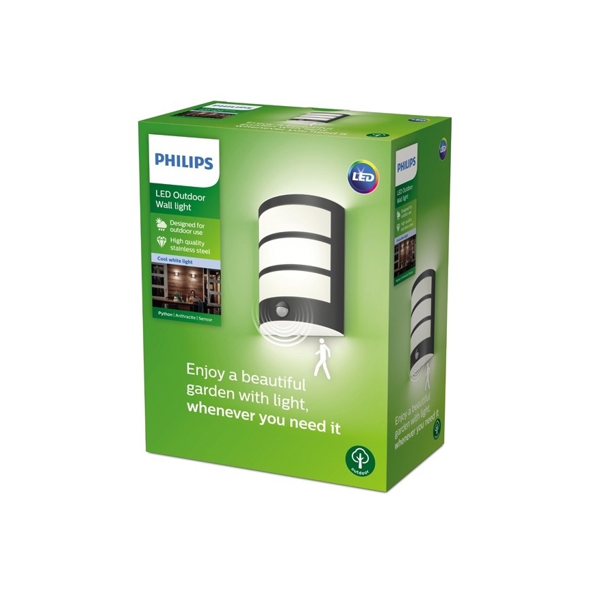 Philips - Вуличний настінний LED світильник з датчиком LED/6W/230V 4000K IP44