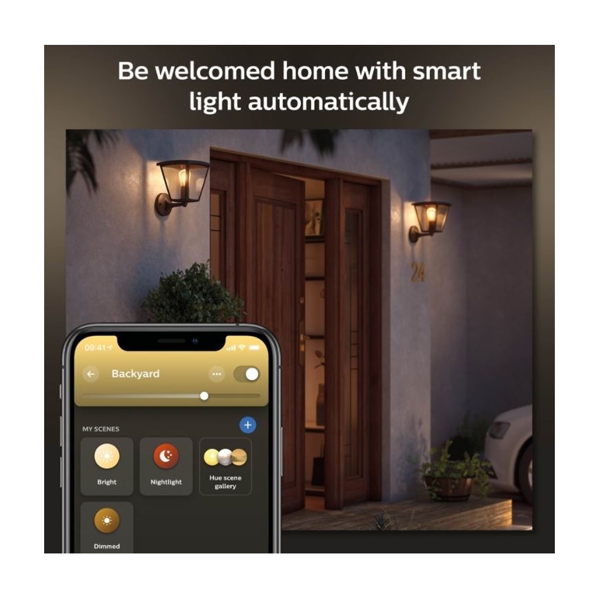 Philips - Вуличний настінний світильник з регулюванням яскравості Hue INARA 1xE27/7W/230V Wi-Fi IP44