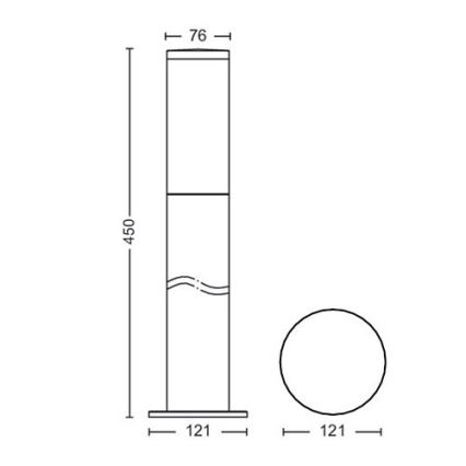 Philips - Вулична лампа 1xE27/20W/230V 45 см IP44