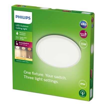 Philips - Вуличний LED світильник з регулюванням яскравості SCENE SWITCH LED/15W/230V IP54 білий