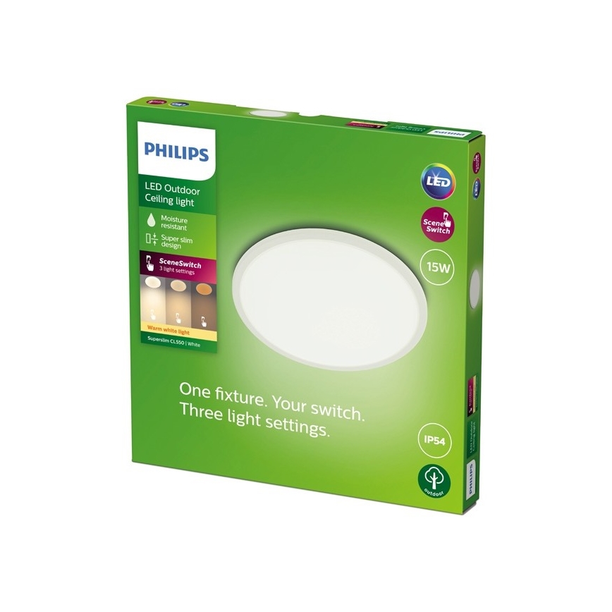 Philips - Вуличний LED світильник з регулюванням яскравості SCENE SWITCH LED/15W/230V IP54 білий