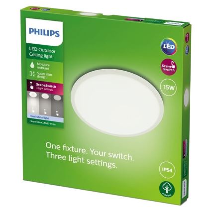 Philips - Вуличний LED світильник з регулюванням яскравості SUPERSLIM SCENE SWITCH LED/15W/230V IP54 білий