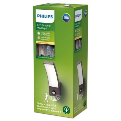 Philips - Вуличний настінний LED світильник з датчиком LED/12W/230V 2700K IP44