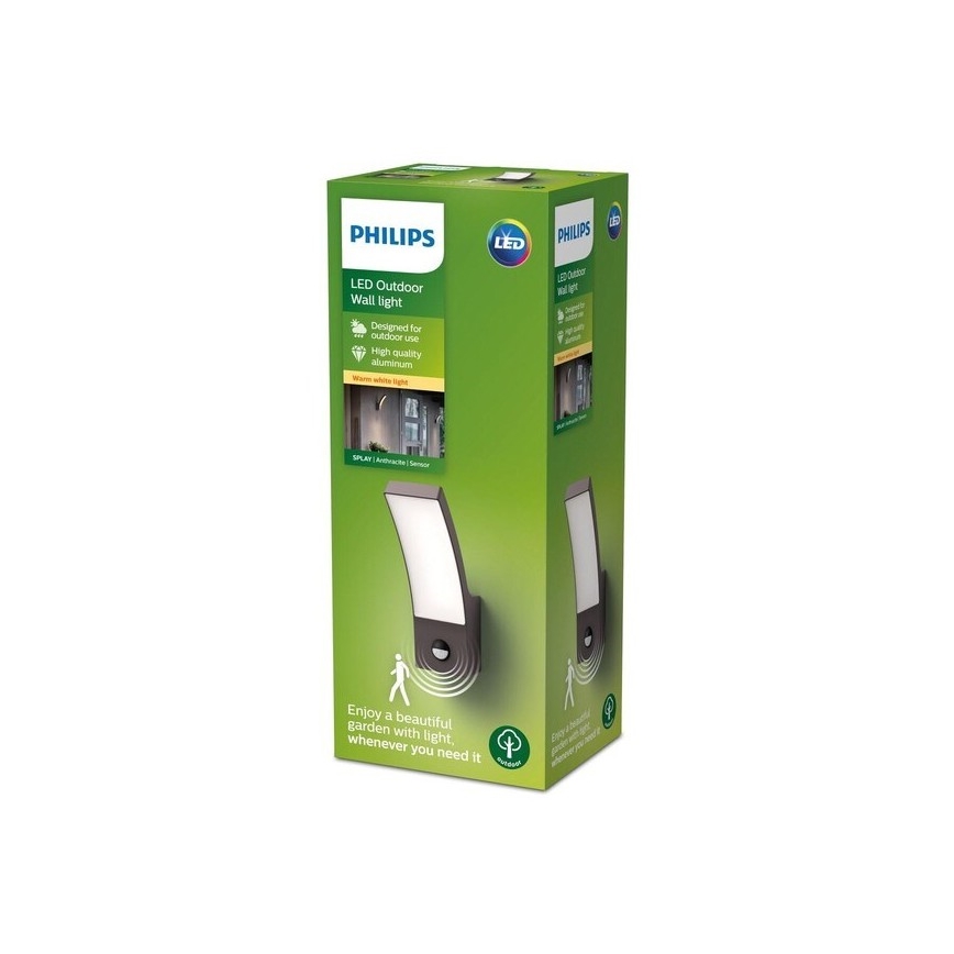 Philips - Вуличний настінний LED світильник з датчиком LED/12W/230V 2700K IP44