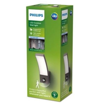 Philips - Вуличний настінний LED світильник з датчиком LED/12W/230V 4000K IP44