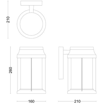 Philips - Вуличний настінний світильник BELLINI 1xE27/25W/230V IP44