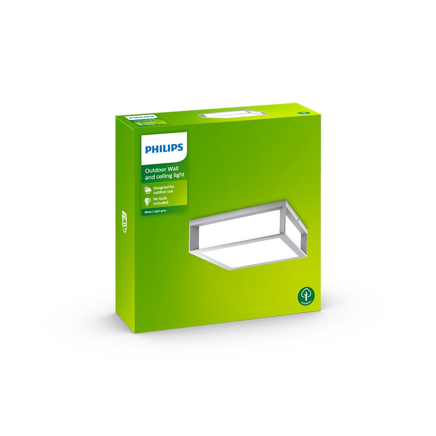 Philips - Зовнішній стельовий світильник 2xE27/14W/230V IP44 сірий