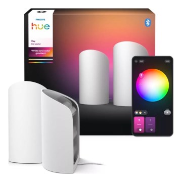 Philips - комплект из 2 проекционных светильников Hue PLAY LED RGBW, диммируемые, 20 Вт/230 В, 2000–6500K, белый