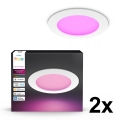 Philips - Комплект із 2 затемнюваних LED RGBW вбудованих стельових світильників для ванної Hue SLIM LED/12W/230V 2000-6500K білий IP44
