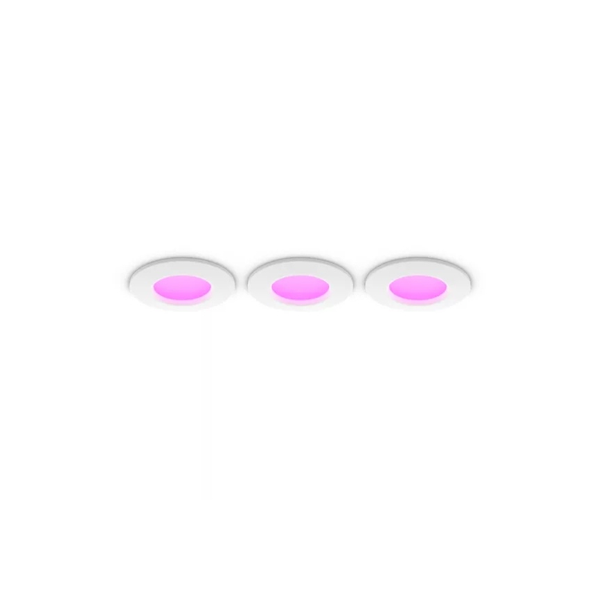 Philips - набор 3x диммируемых RGBW LED встраиваемых потолочных светильников для ванной Hue SLIM LED/8,3W/230V 1000-20000K белый P44