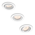 Philips - Комплект из 3 встраиваемых потолочных светильников PERIDOT 1xGU10/7W/230V белый