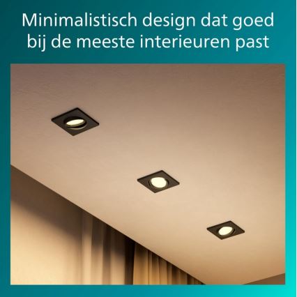 Philips - Комплект из 3 встраиваемых потолочных светильников PERIDOT 1xGU10/7W/230V чёрный