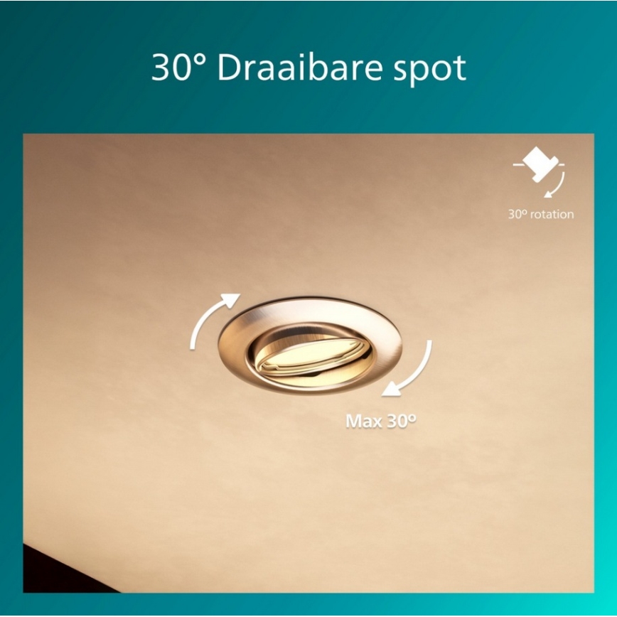 Philips - комплект из 3 встраиваемых потолочных светильников PERIDOT 1xGU10/7W/230V, серебристый