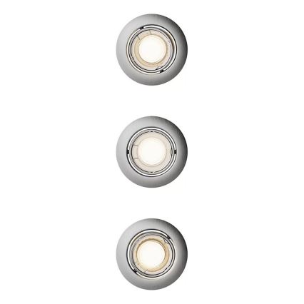 Philips - комплект из 3 встраиваемых потолочных светильников PERIDOT 1xGU10/7W/230V, серебристый