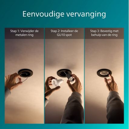 Philips - Комплект из 3 встраиваемых светильников PERIDOT 1xGU10/7W/230V чёрный