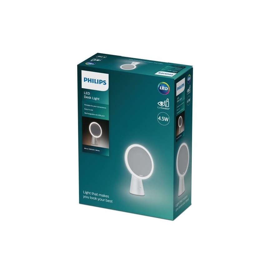 Philips - Косметическое зеркало со светодиодной подсветкой и регулированием яркости MIRROR LED/4,5W/5V