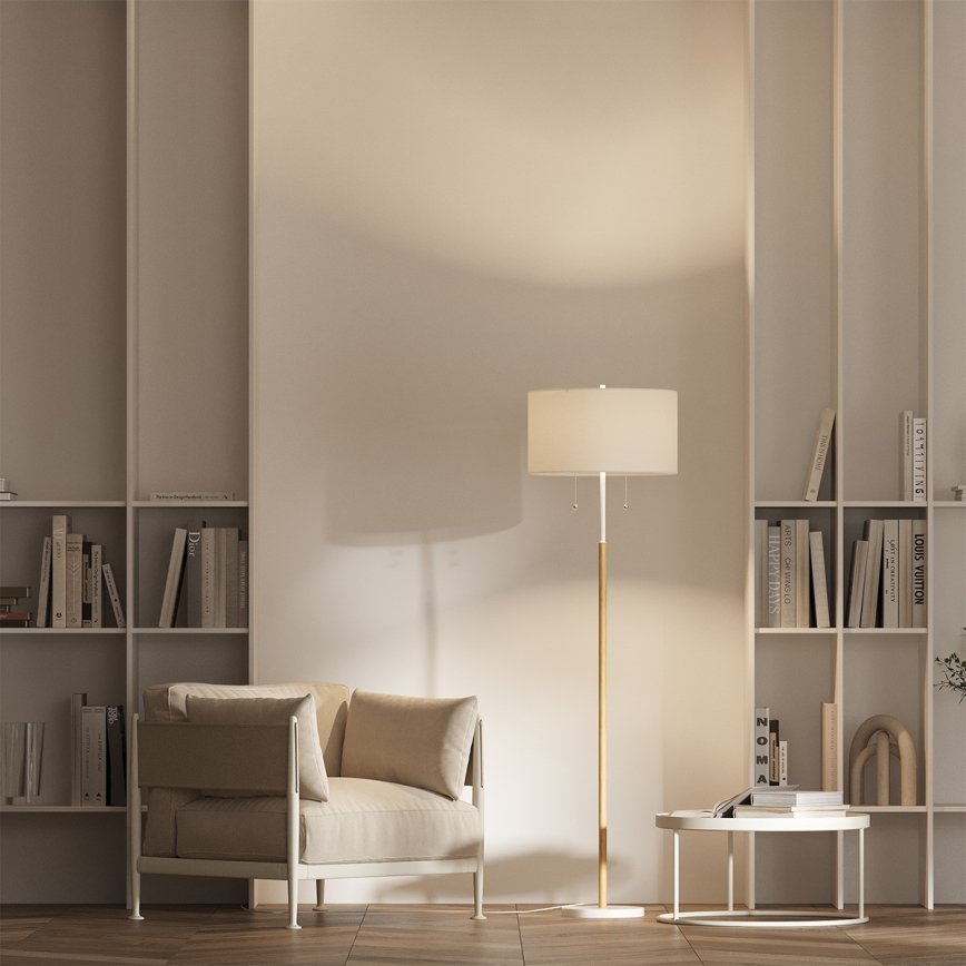 Підлогова лампа FOGO 2xE27/15W/230V біла/бежева