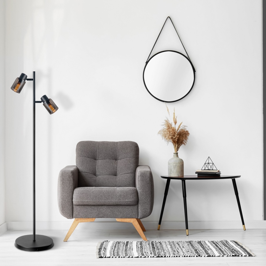 Підлогова лампа REBECCA 2xE14/8W/230V чорна/димчаста