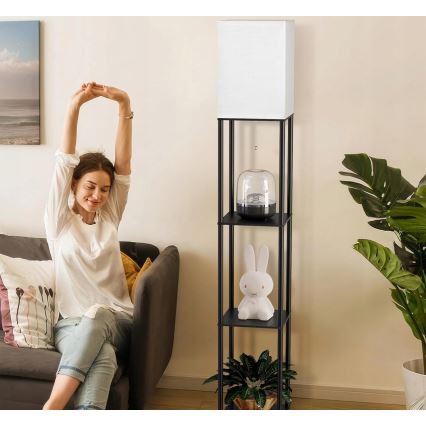 Підлогова лампа з полицями 1xE27/40W/230V 160 cm чорна/біла