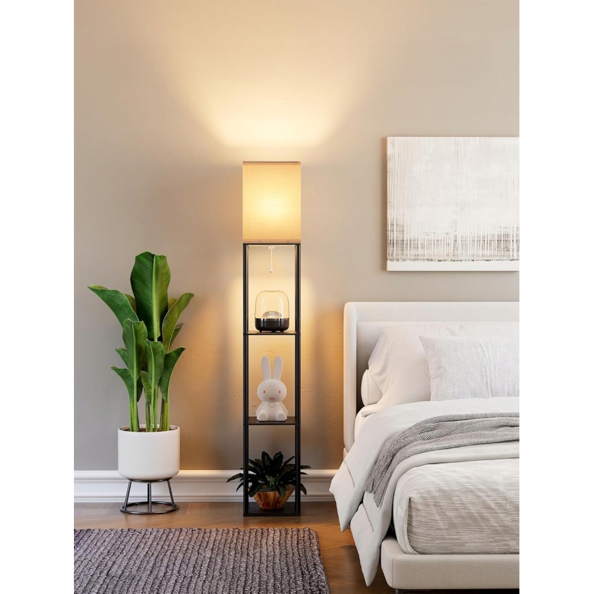 Підлогова лампа з полицями 1xE27/40W/230V чорна/біла